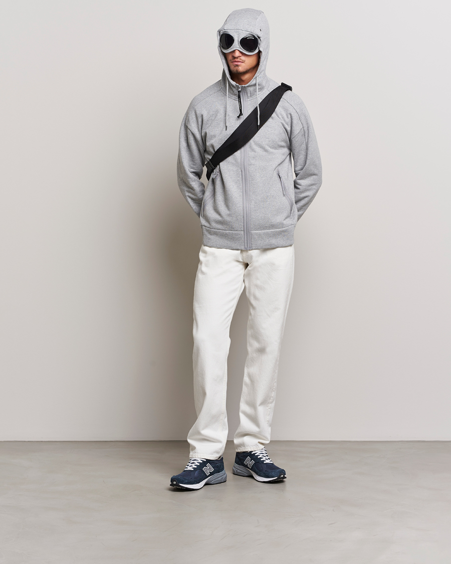 Herre | Gensere | C.P. Company | Diagonal Raised Fleece Full Zip Goggle Hoodie Grey