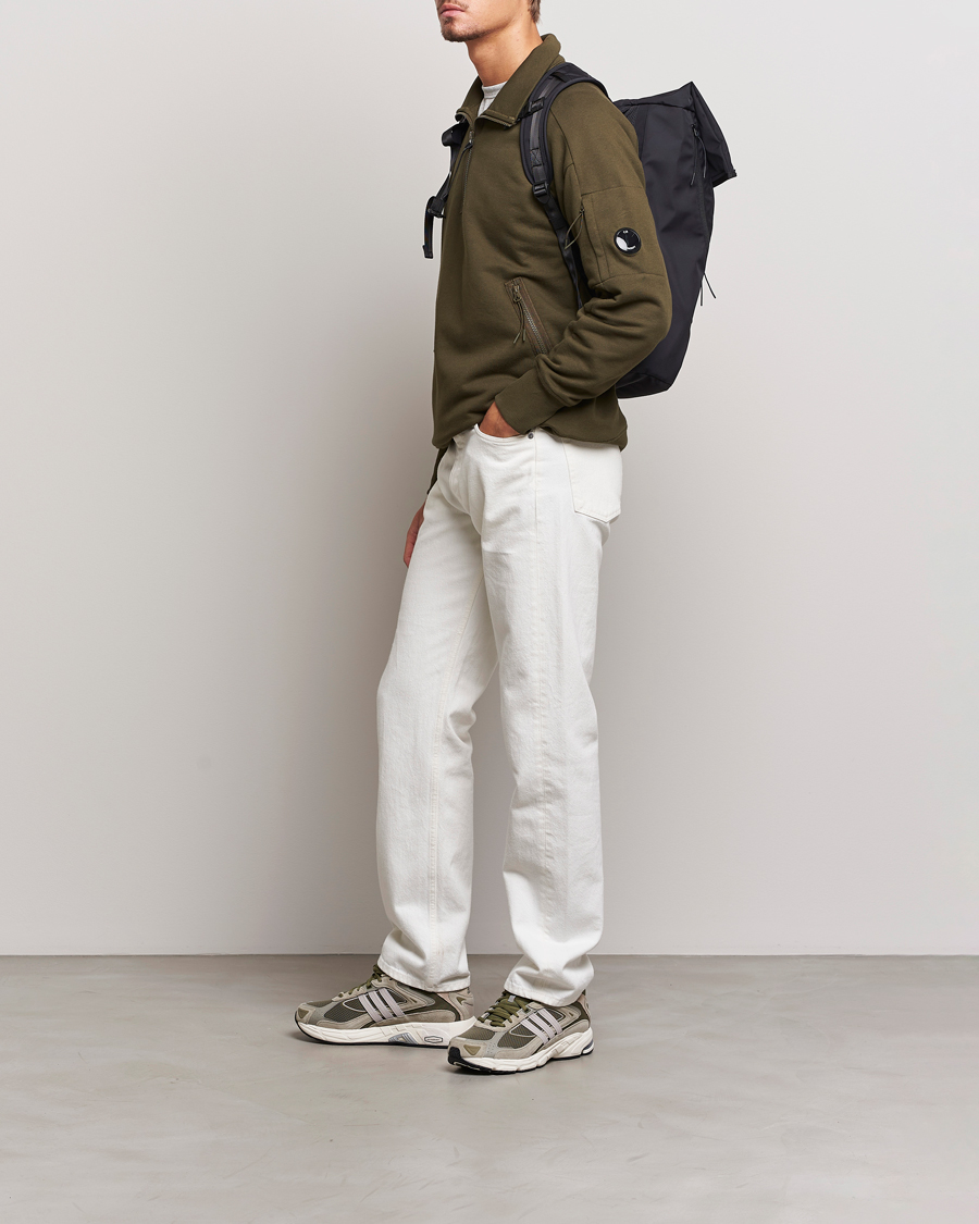 Herre | Gensere | C.P. Company | Diagonal Raised Fleece Half Zip Lens Sweatshirt Green