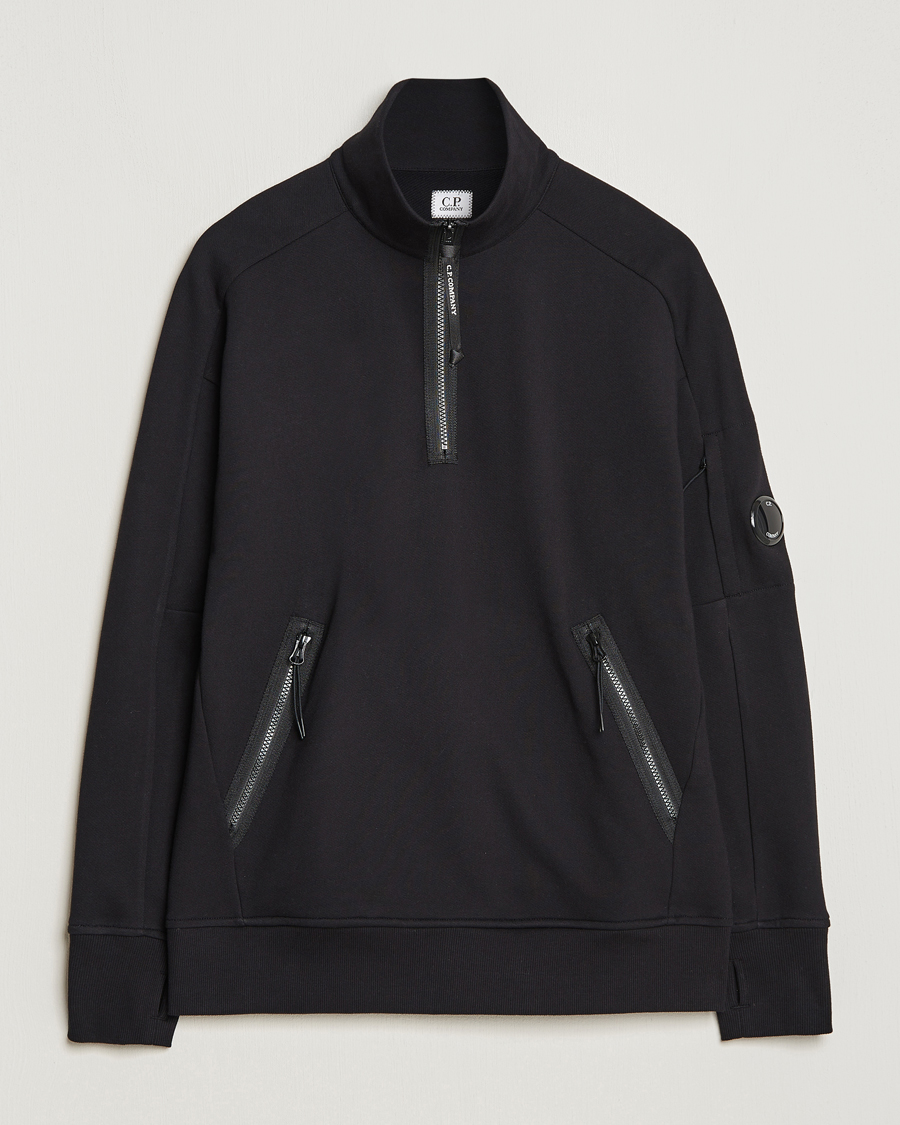 Herre | Gensere | C.P. Company | Diagonal Raised Fleece Half Zip Goggle Hoodie Black