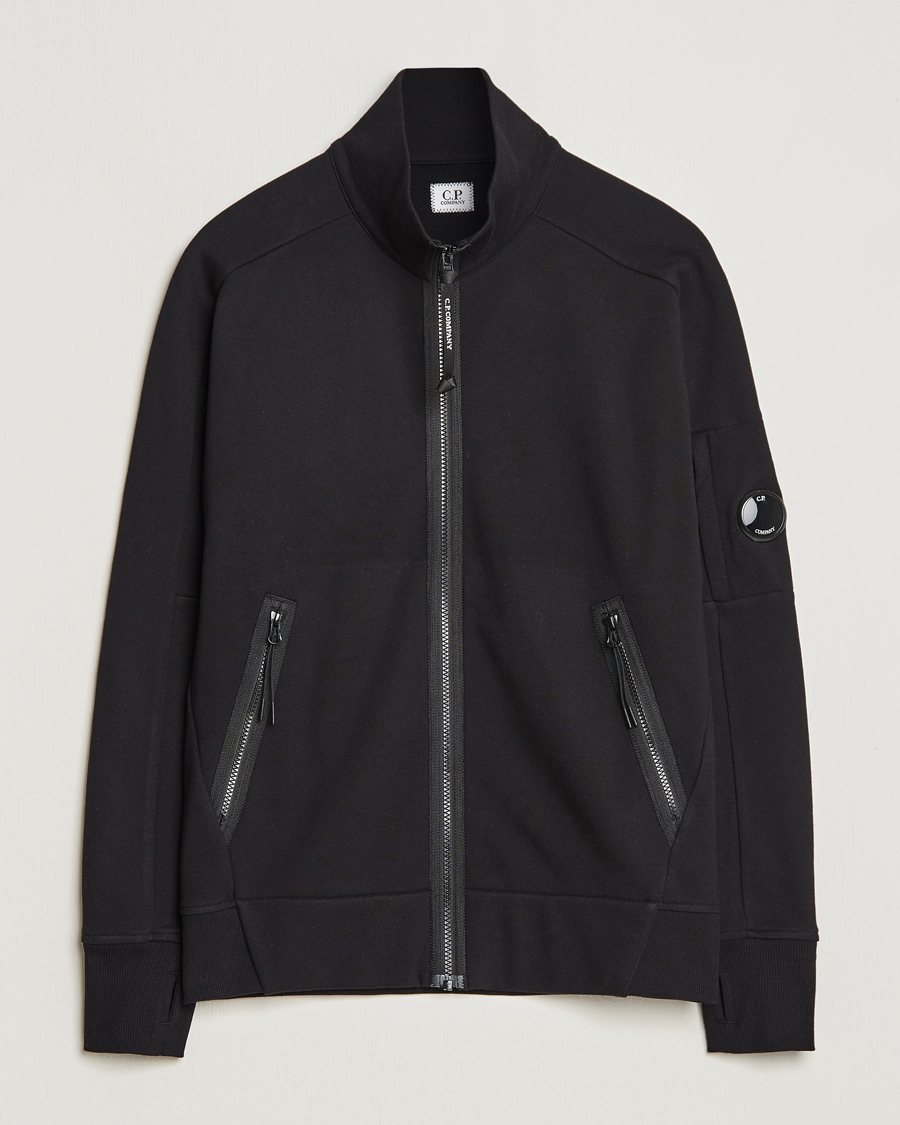 Herre | Gensere | C.P. Company | Diagonal Raised Fleece Full Zip Lens Sweatshirt Black
