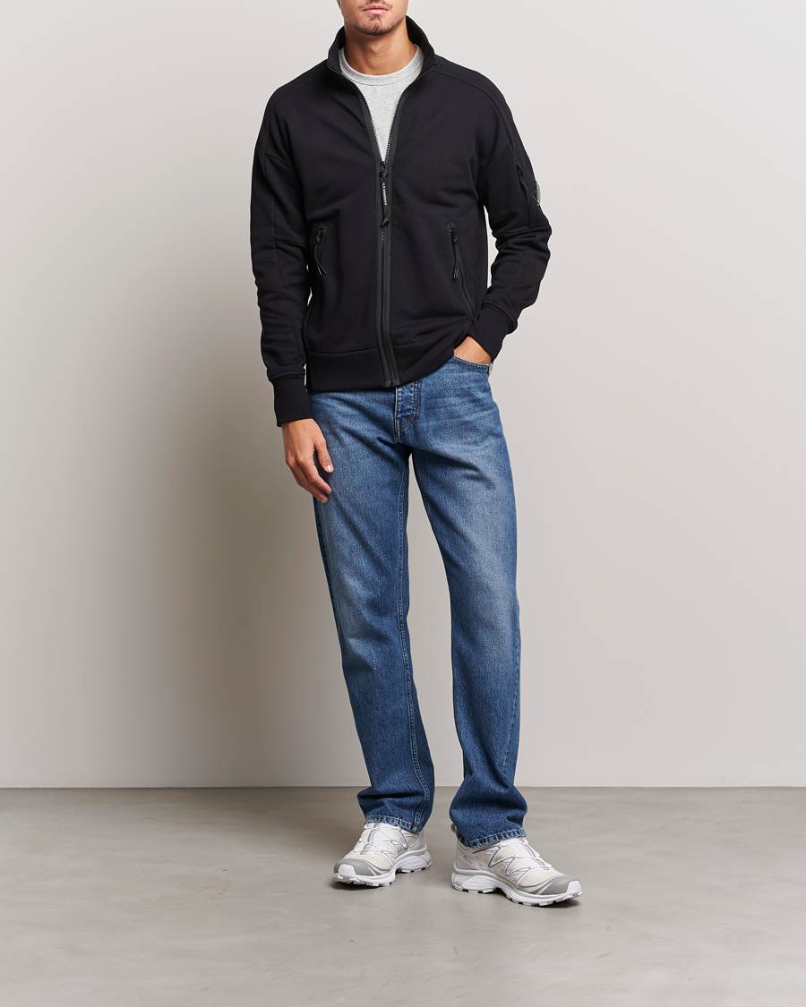 Herre | Gensere | C.P. Company | Diagonal Raised Fleece Full Zip Lens Sweatshirt Black