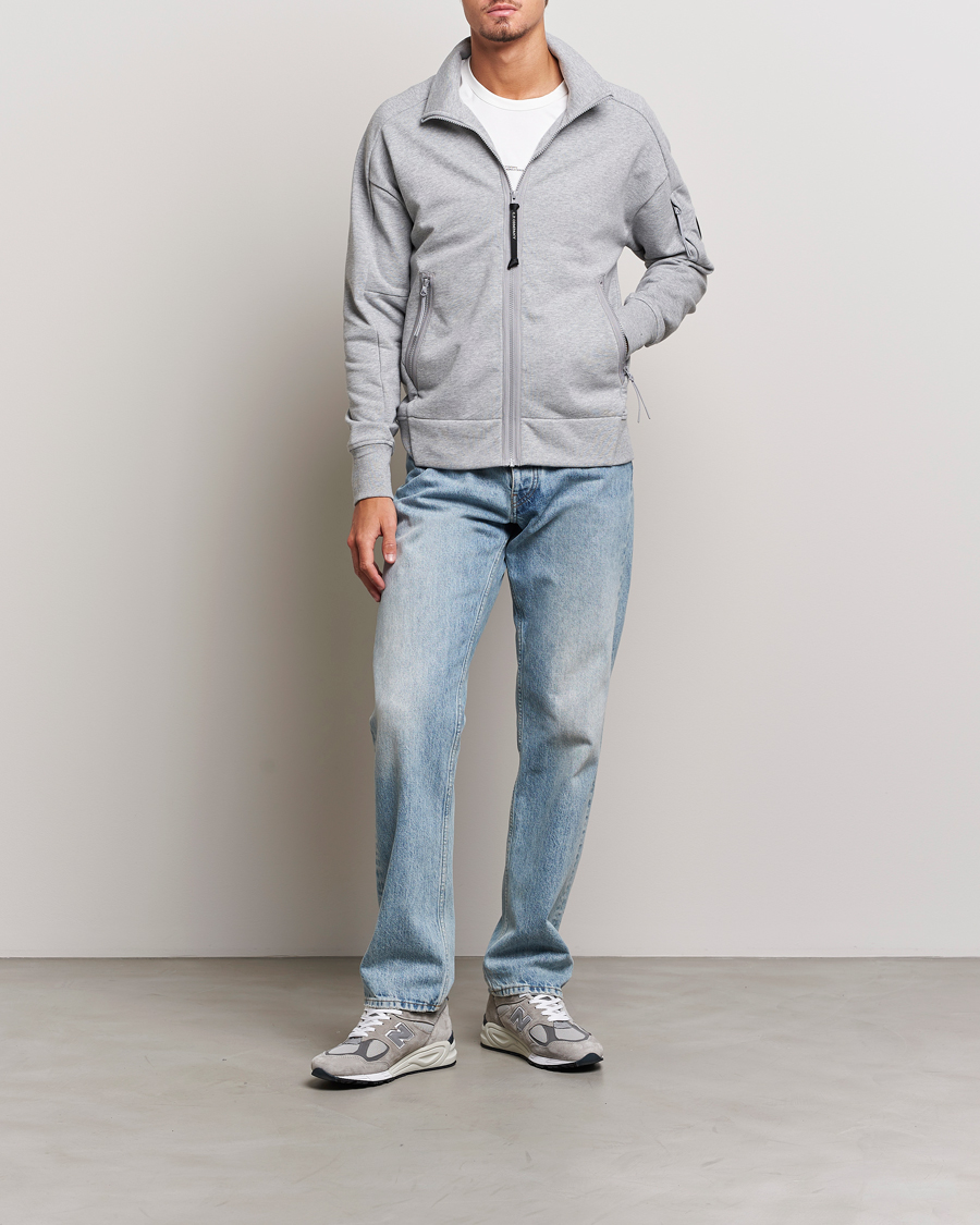 Herre | Gensere | C.P. Company | Diagonal Raised Fleece Full Zip Lens Sweatshirt Grey