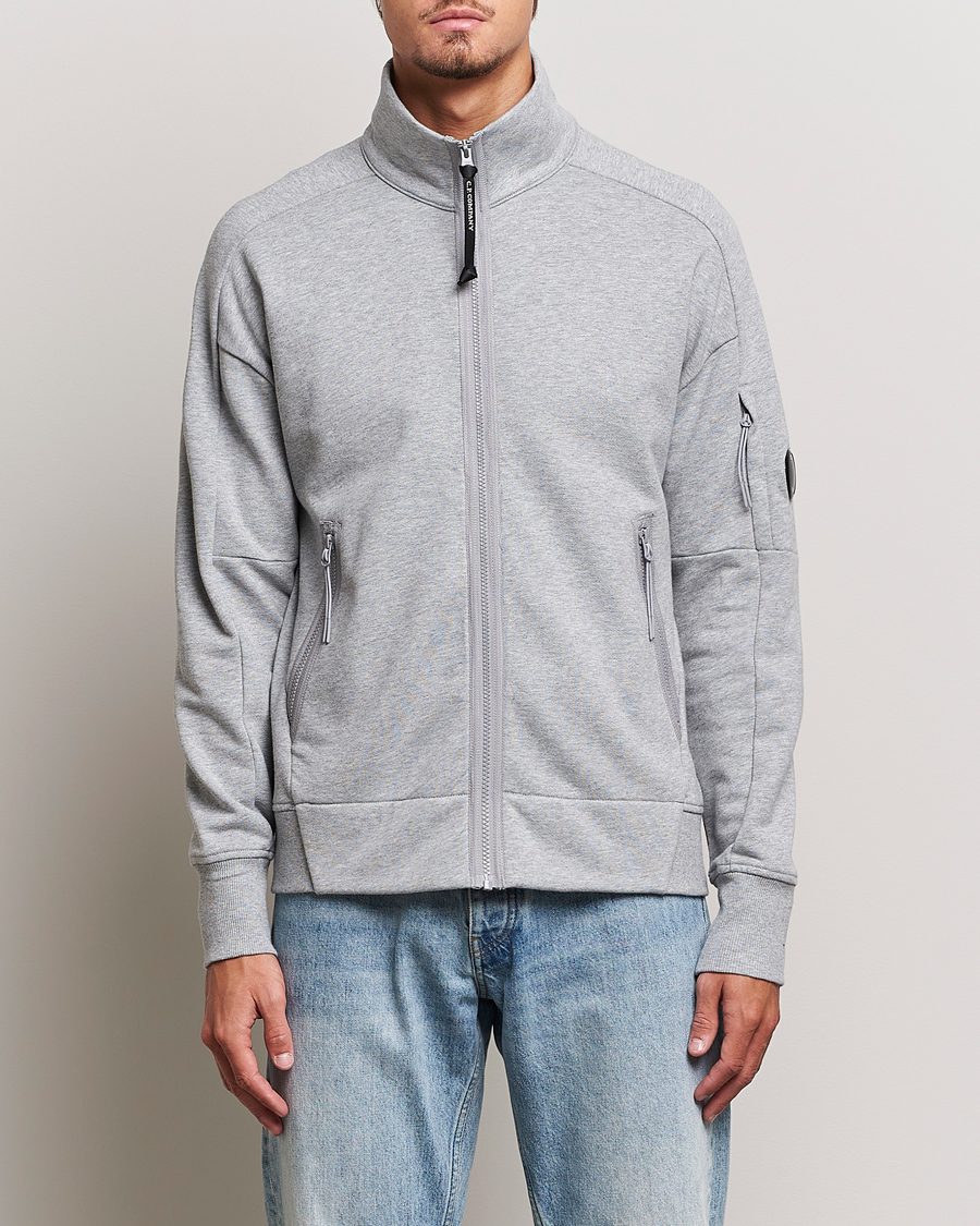 Herre | Gensere | C.P. Company | Diagonal Raised Fleece Full Zip Lens Sweatshirt Grey