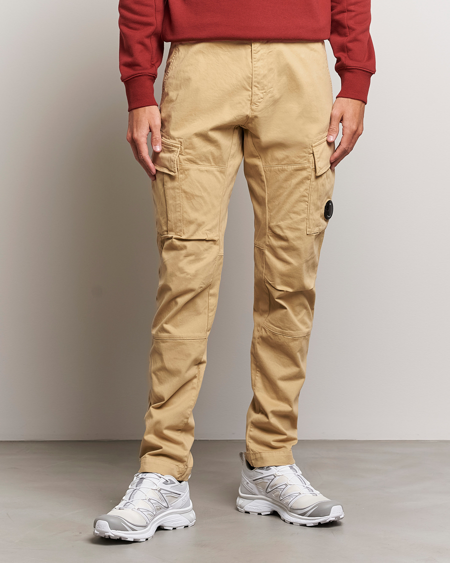 Herre | Bukser | C.P. Company | Stretch Satin Lens Cargo Pants Beige