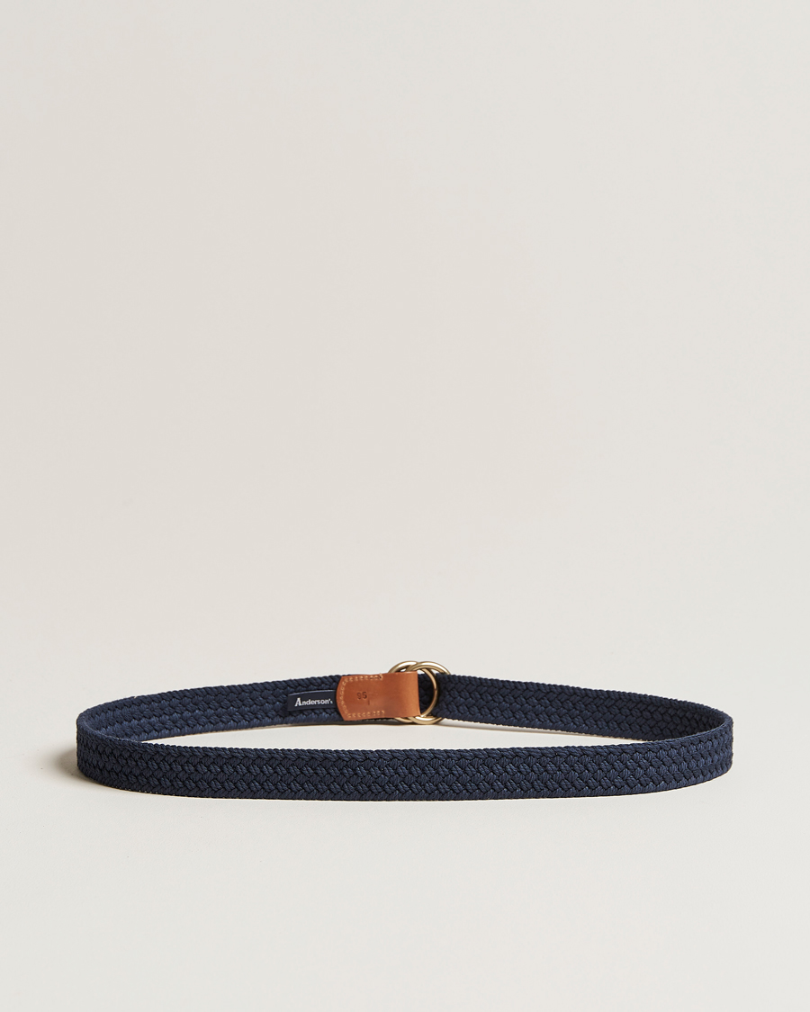 Herre | Belter | Anderson's | Woven Cotton Belt Navy