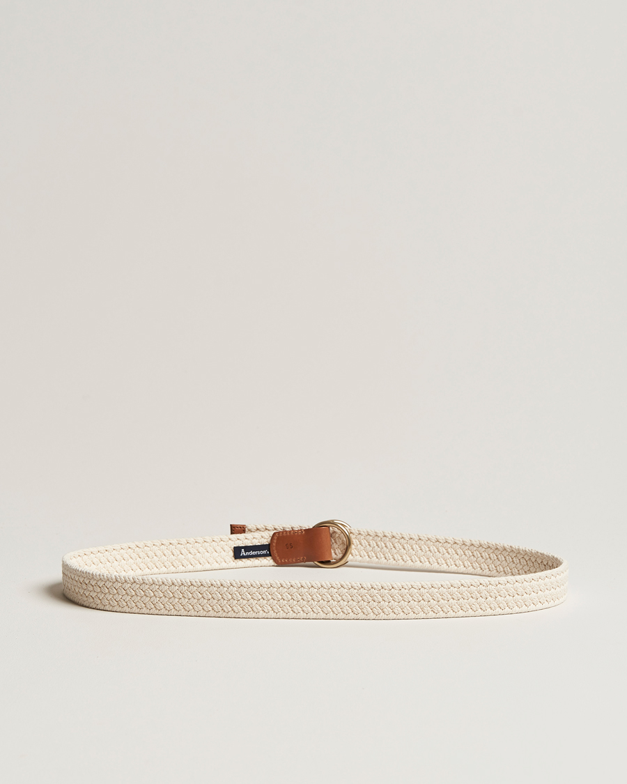 Herre | Belter | Anderson's | Woven Cotton Belt Off White