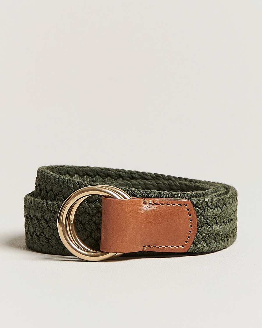 Herre | Anderson's Woven Cotton Belt Green | Anderson's | Woven Cotton Belt Green