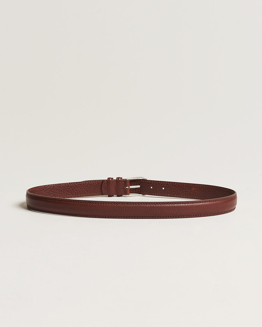 Herre | Nye produktbilder | Anderson's | Grained Leather Belt 3 cm Brown