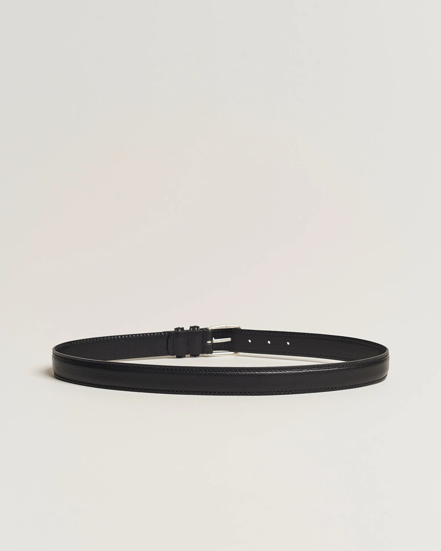 Herre | Anderson's | Anderson's | Grained Leather Belt 3 cm Black