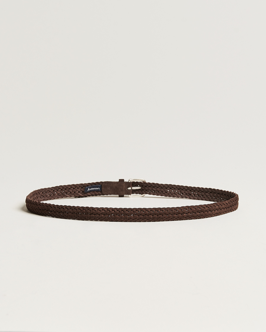 Herre |  | Anderson's | Woven Suede Belt 2,5 cm Brown