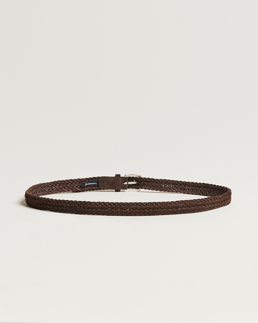 Herre | Assesoarer | Anderson's | Woven Suede Belt 2,5 cm Brown