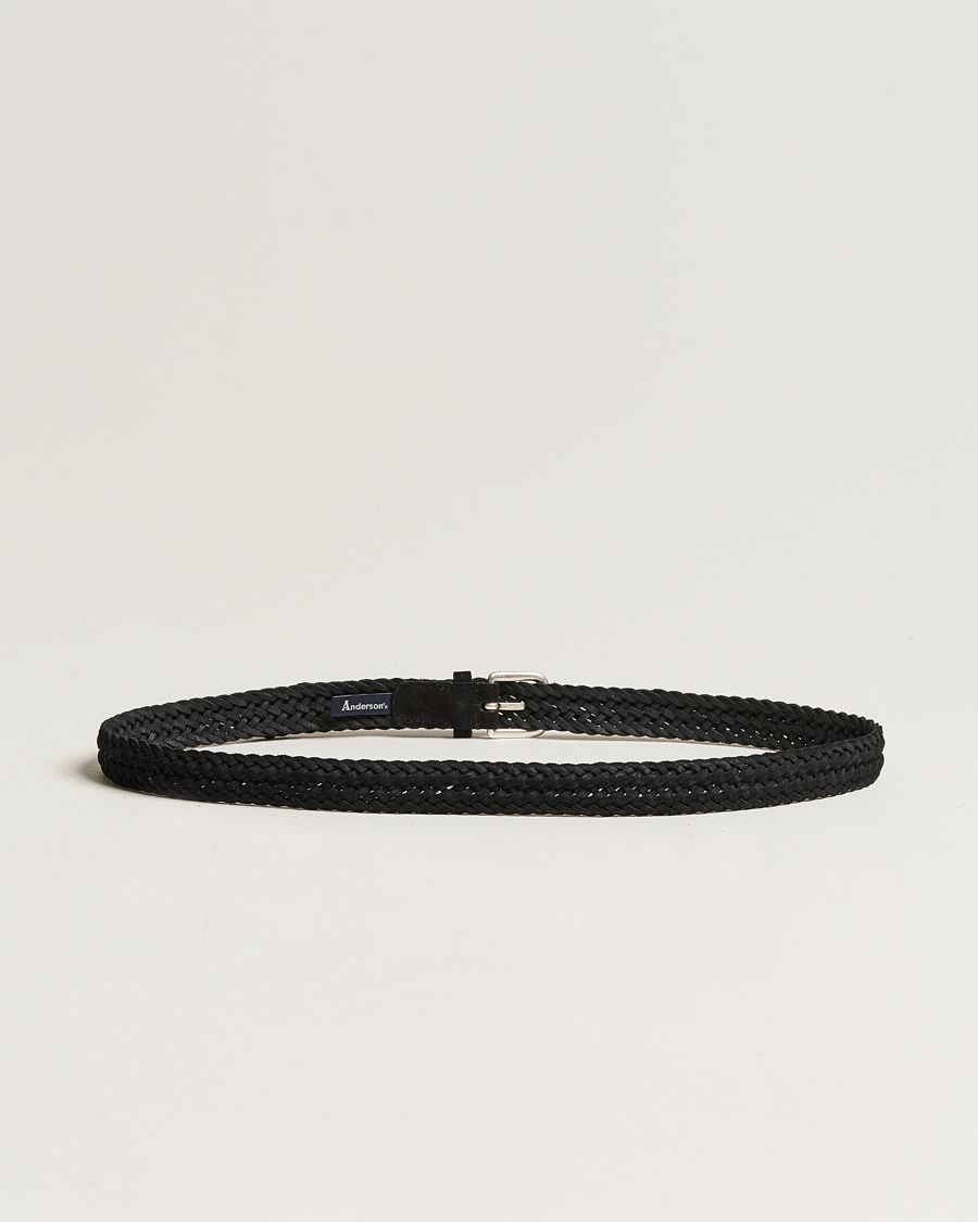 Herre | | Anderson's | Woven Suede Belt 2,5 cm Black