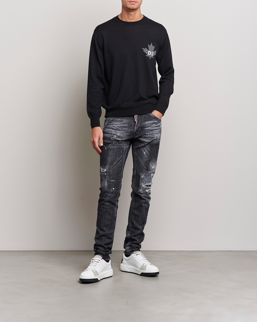Herre | Gensere | Dsquared2 | D2 Leaf Knitted Sweatshirt Black