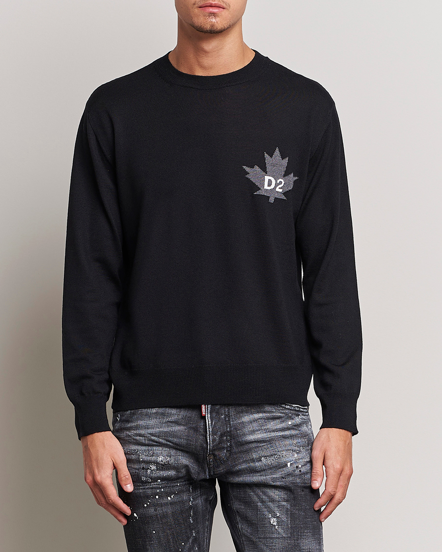 Herre |  | Dsquared2 | D2 Leaf Knitted Sweatshirt Black