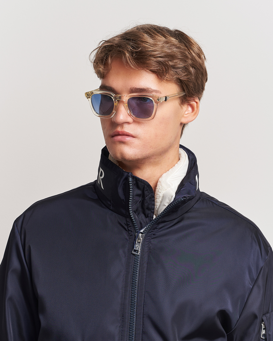 Herre | Moncler Lunettes Gradd Sunglasses Shiny Beige/Blue | Moncler Lunettes | Gradd Sunglasses Shiny Beige/Blue