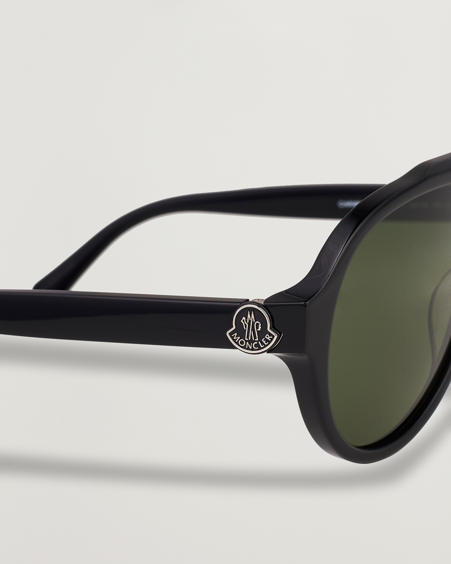 Herre | Moncler Lunettes Caribb Sunglasses Shiny Black/Green | Moncler Lunettes | Caribb Sunglasses Shiny Black/Green