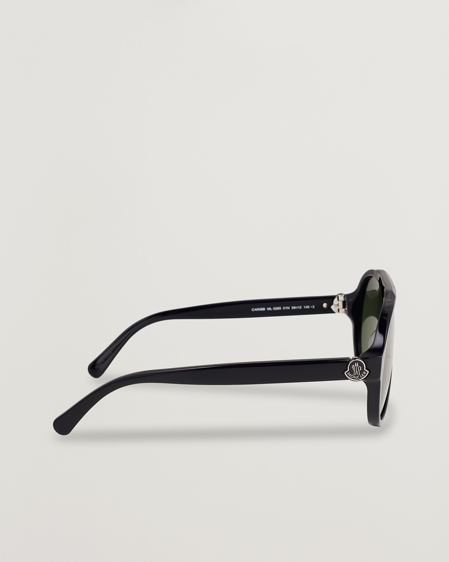 Herre | Moncler Lunettes Caribb Sunglasses Shiny Black/Green | Moncler Lunettes | Caribb Sunglasses Shiny Black/Green