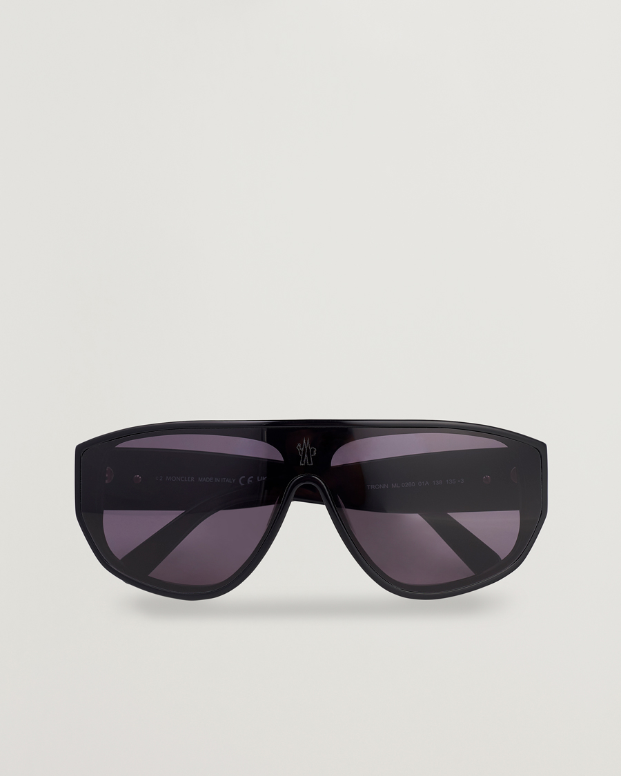 Herre | Moncler Lunettes Tronn Sunglasses Shiny Black/Smoke | Moncler Lunettes | Tronn Sunglasses Shiny Black/Smoke