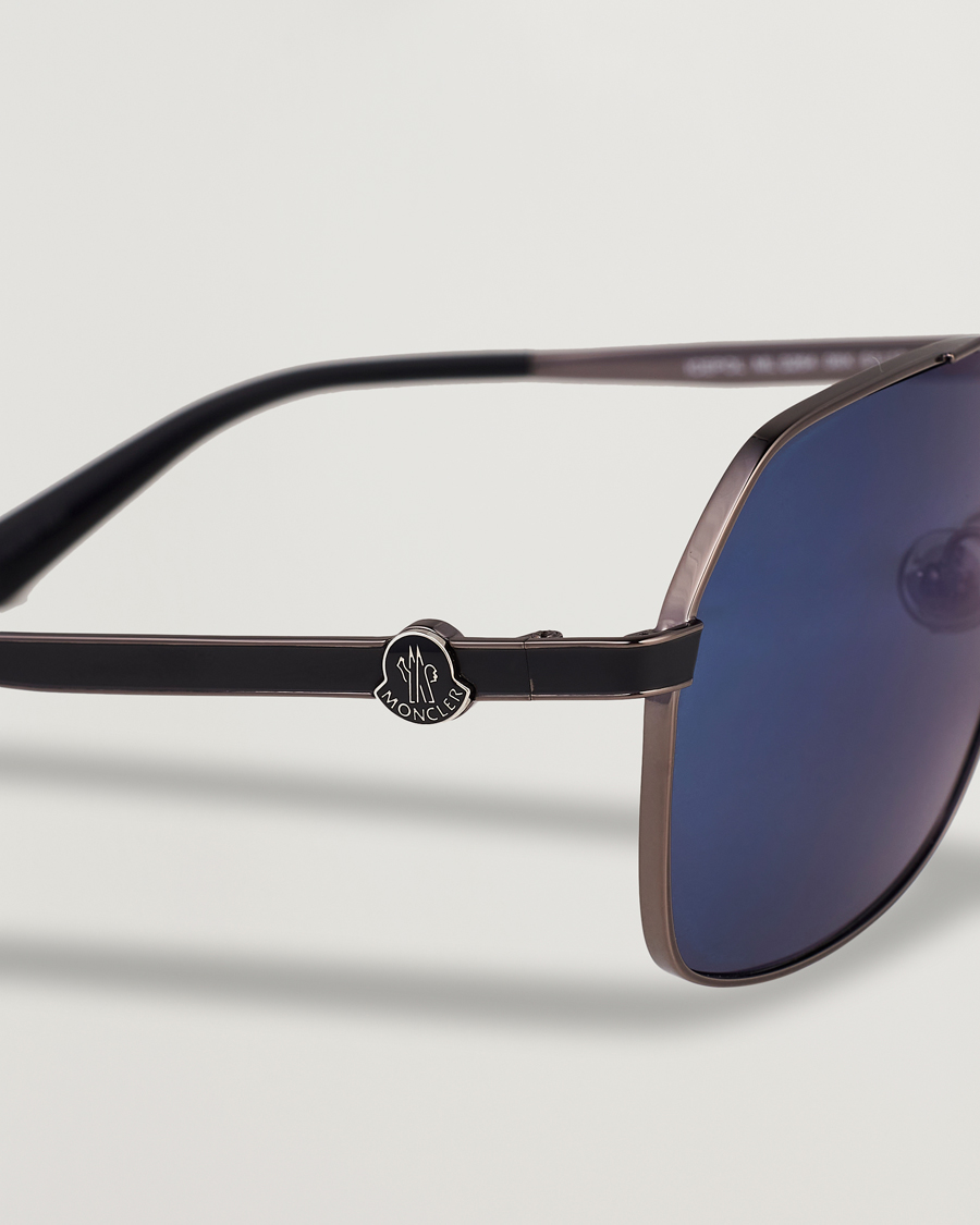 Herre | Moncler Lunettes Icepol Sunglasses Shiny Gunmetal/Blue Mirror | Moncler Lunettes | Icepol Sunglasses Shiny Gunmetal/Blue Mirror