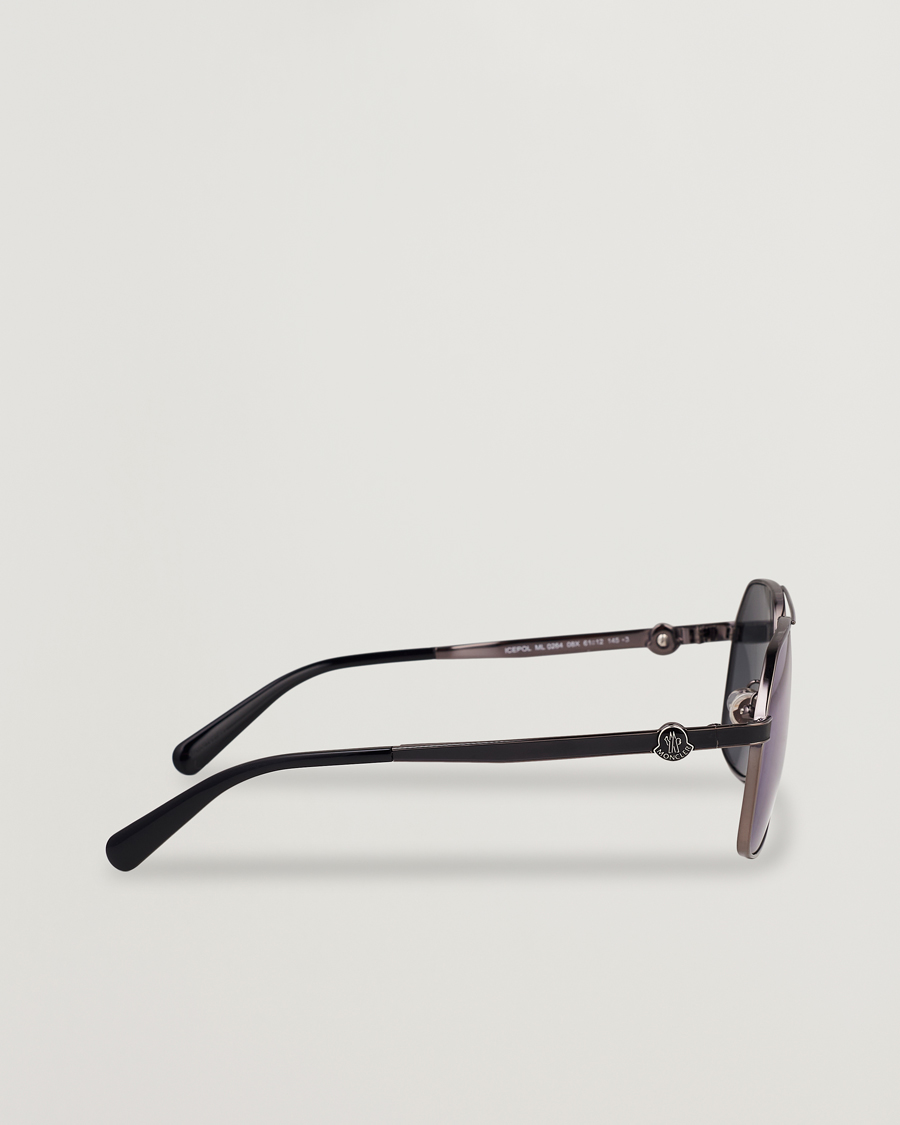 Herre | Moncler Lunettes Icepol Sunglasses Shiny Gunmetal/Blue Mirror | Moncler Lunettes | Icepol Sunglasses Shiny Gunmetal/Blue Mirror