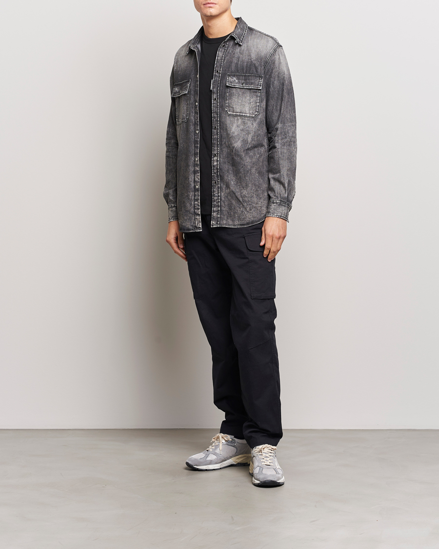 Herre | Skjorter | Dsquared2 | Tab Collar Denim Shirt Washed Grey