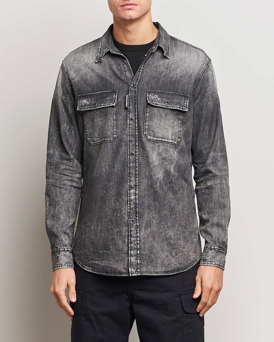 Herre | Jeansskjorter | Dsquared2 | Tab Collar Denim Shirt Washed Grey