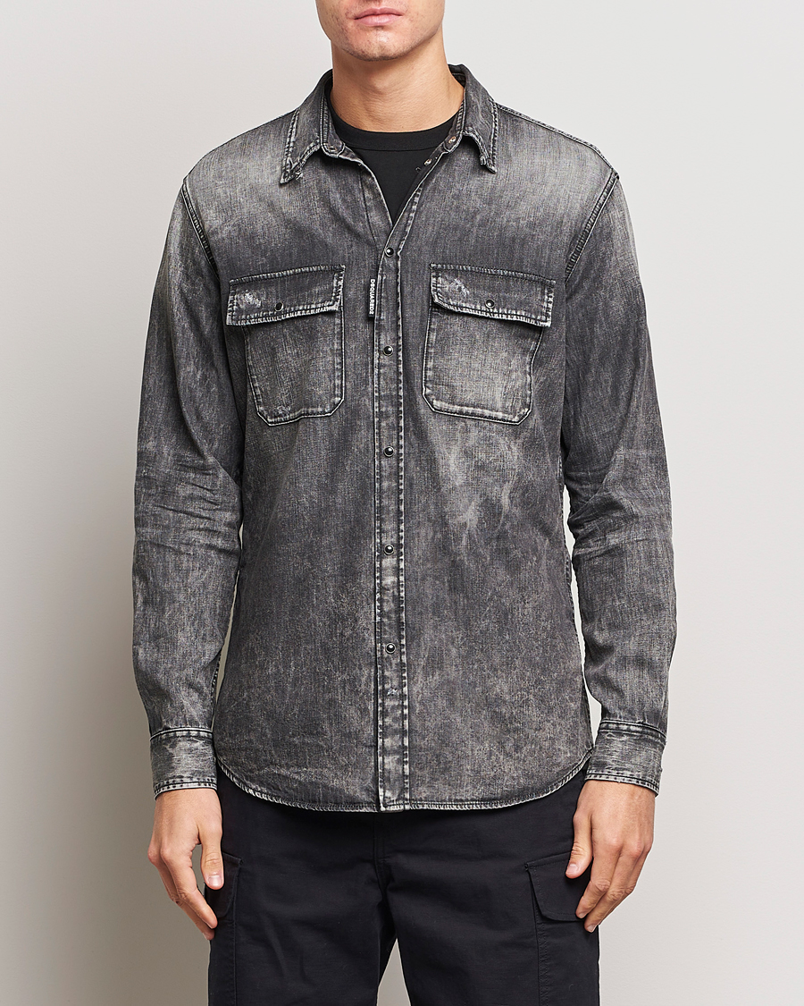 Herre | Casual | Dsquared2 | Tab Collar Denim Shirt Washed Grey