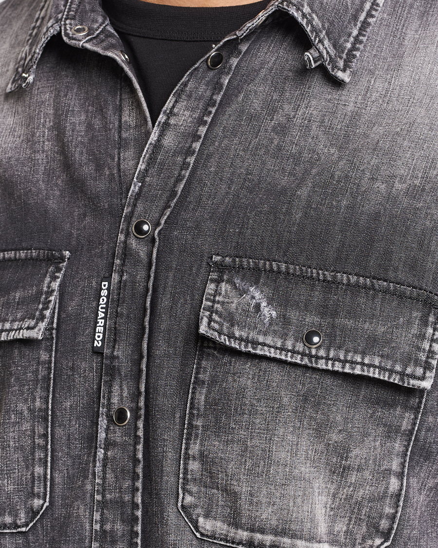 Herre | Skjorter | Dsquared2 | Tab Collar Denim Shirt Washed Grey