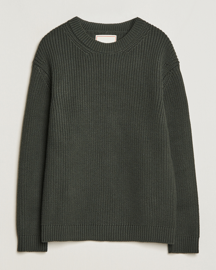 Herre | Gensere | Jeanerica | Paul Heavy Knitted Crew Neck Dark Green