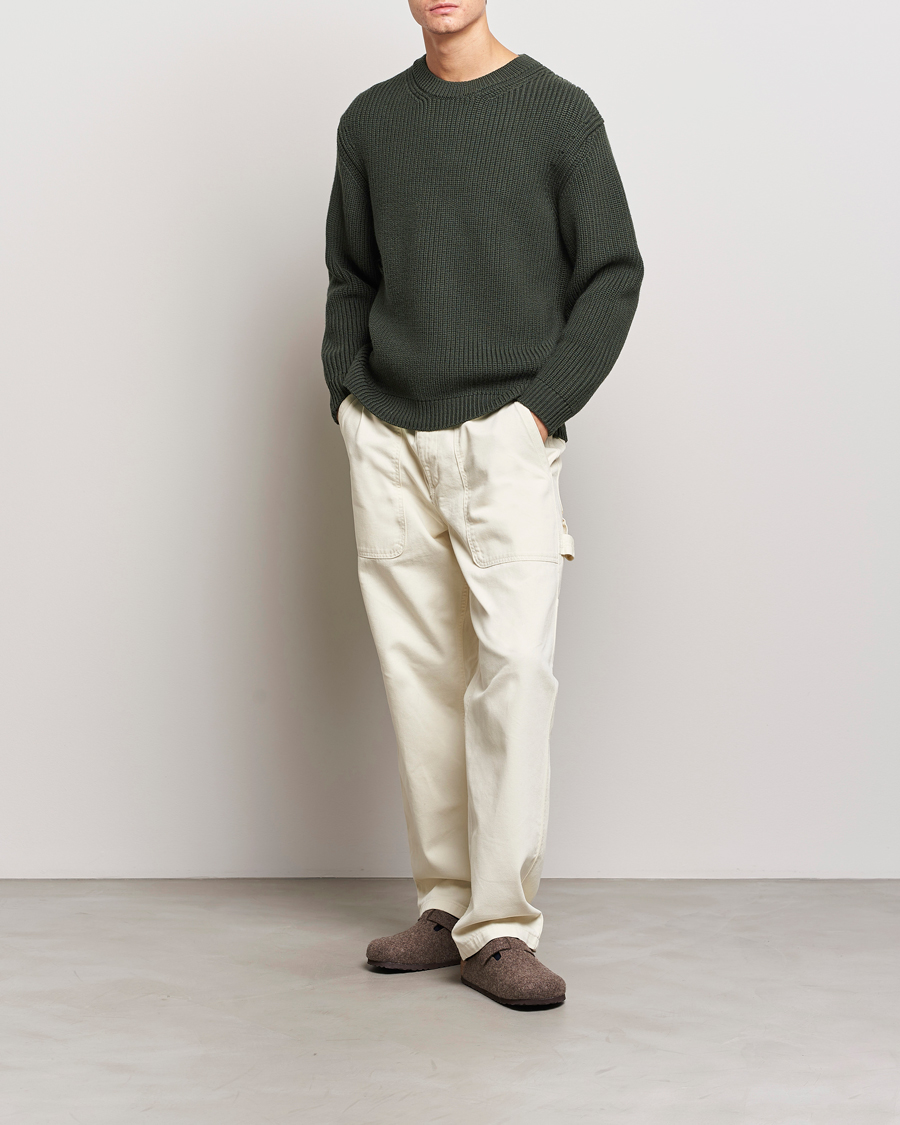 Herre | Gensere | Jeanerica | Paul Heavy Knitted Crew Neck Dark Green