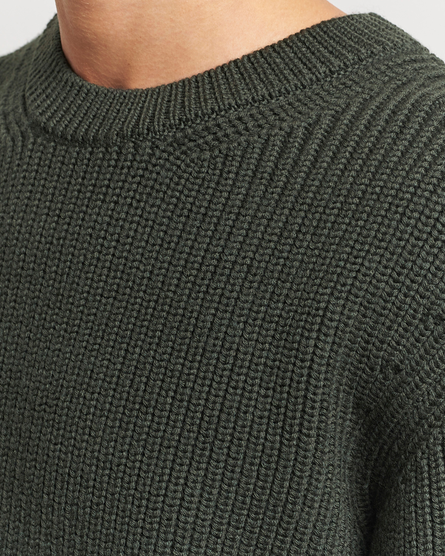 Herre | Gensere | Jeanerica | Paul Heavy Knitted Crew Neck Dark Green