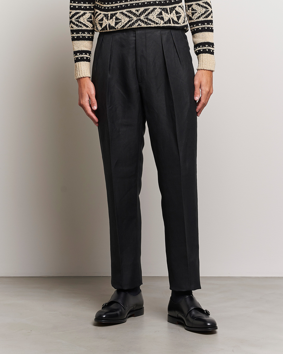Herre | Ralph Lauren Purple Label | Ralph Lauren Purple Label | Byron Pleated Trousers Black