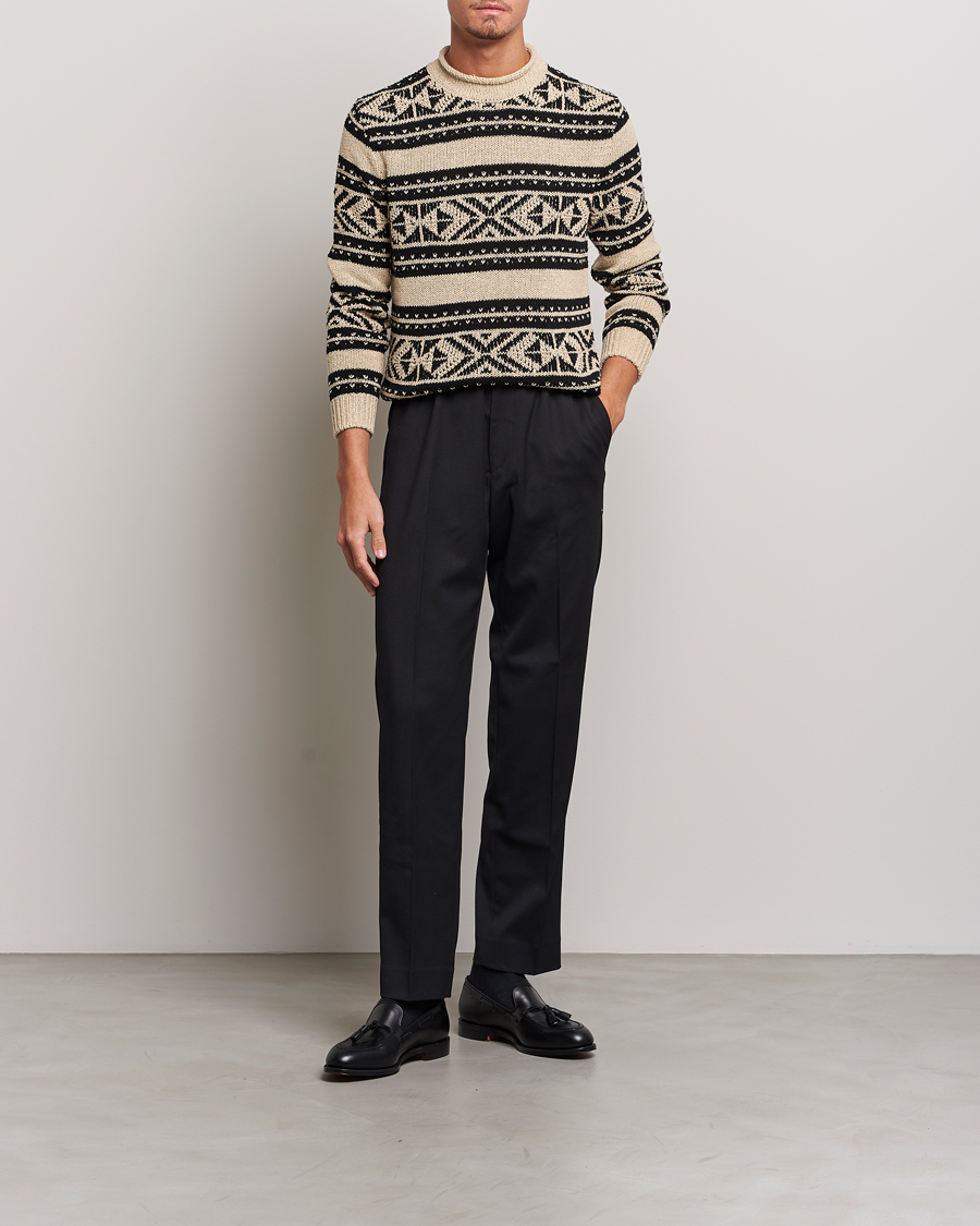Herre | Gensere | Ralph Lauren Purple Label | Geo Pattern Sweater Cream