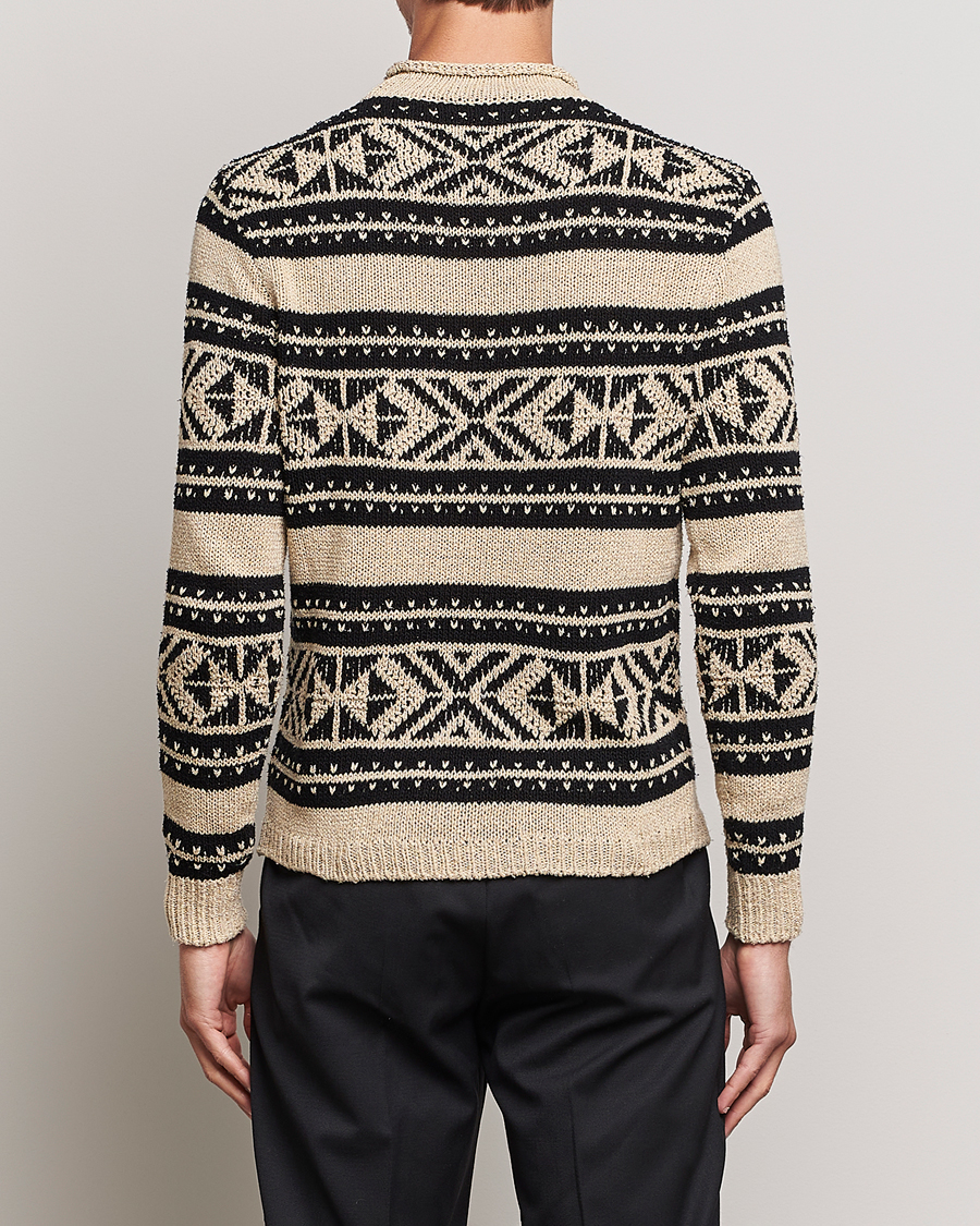 Herre | Gensere | Ralph Lauren Purple Label | Geo Pattern Sweater Cream