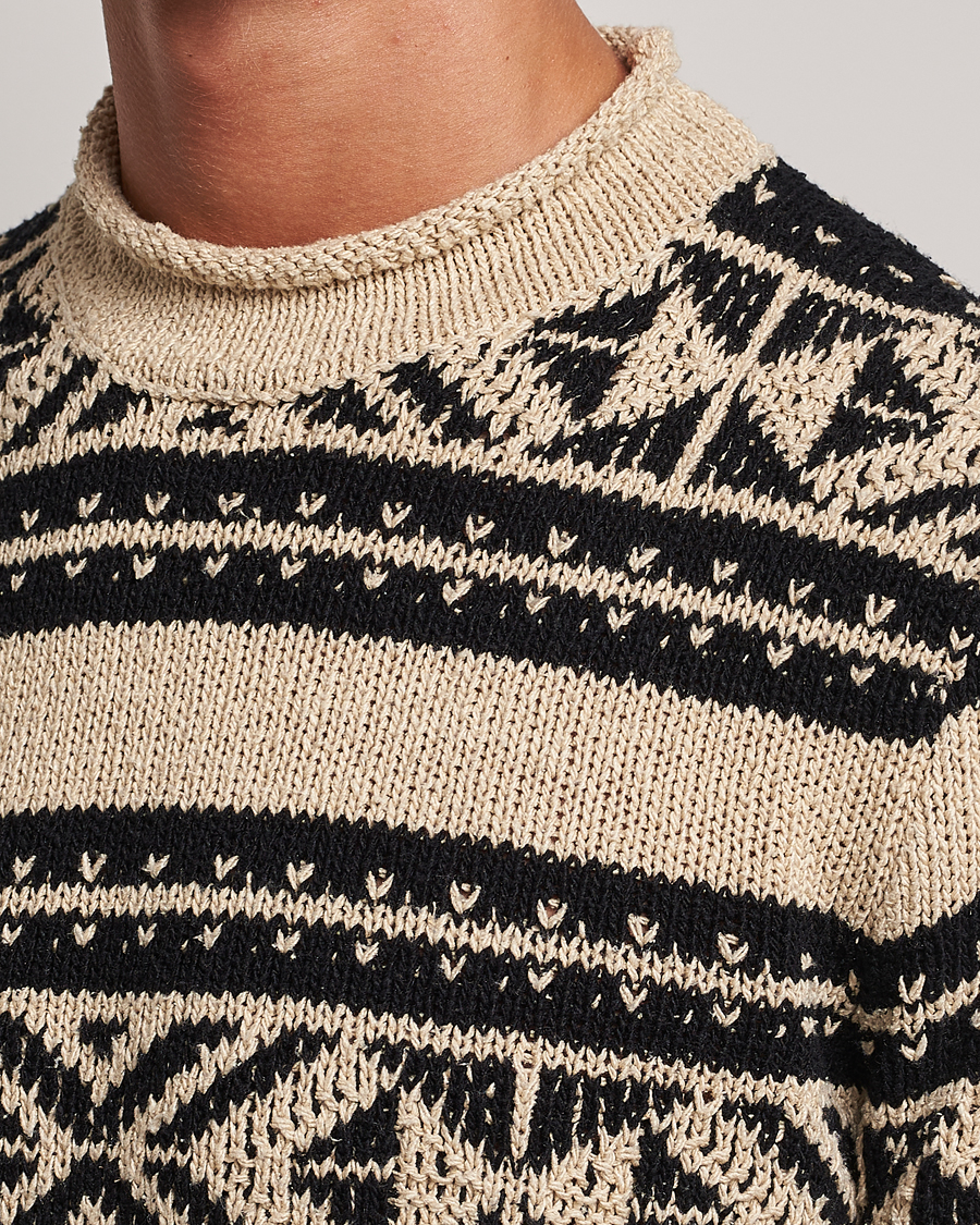 Herre | Gensere | Ralph Lauren Purple Label | Geo Pattern Sweater Cream
