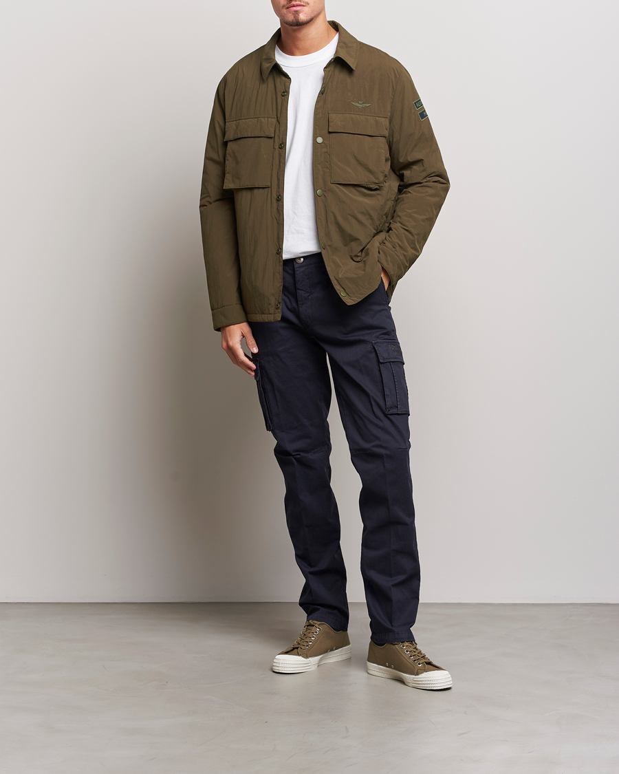 Herre | Jakker | Aeronautica Militare | Light Padded Pocket Shirt Jacket Off Green