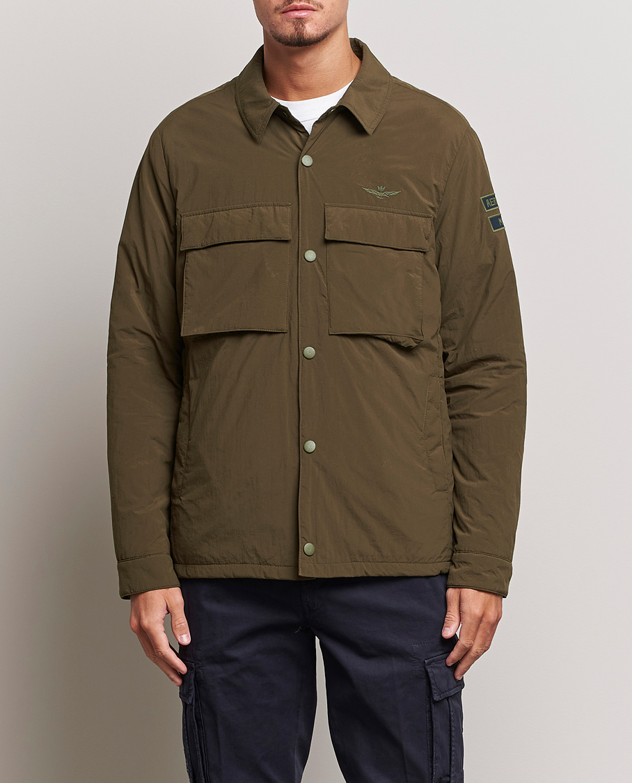 Herre | Aeronautica Militare | Aeronautica Militare | Light Padded Pocket Shirt Jacket Off Green
