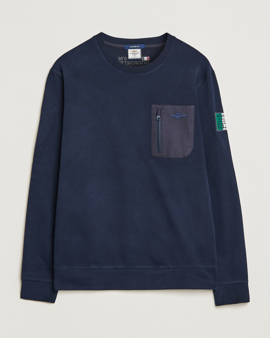 Herre | Gensere | Aeronautica Militare | Felpa Cotton Pocket Sweatshirt Dark Blue
