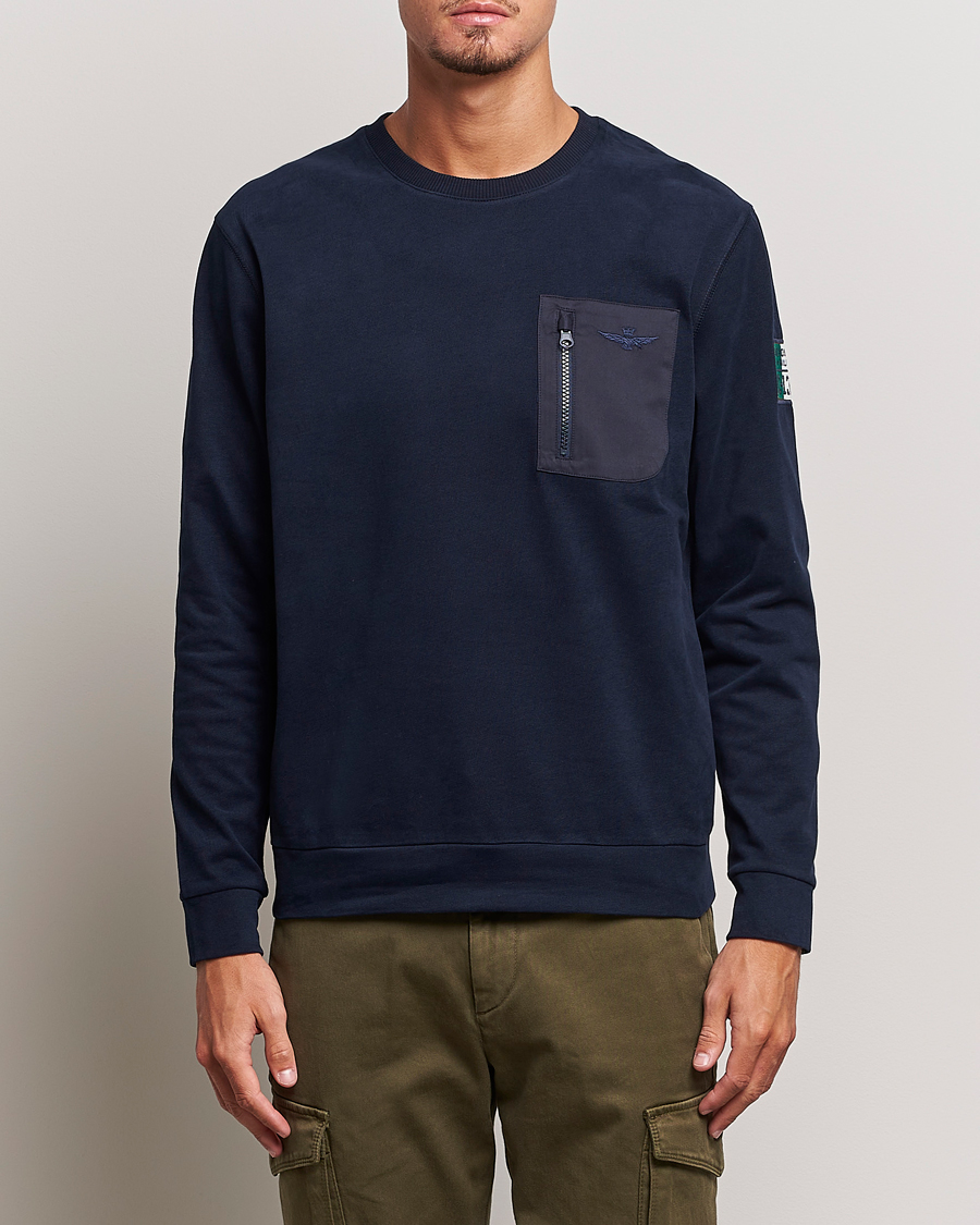 Herre | Aeronautica Militare | Aeronautica Militare | Felpa Cotton Pocket Sweatshirt Dark Blue
