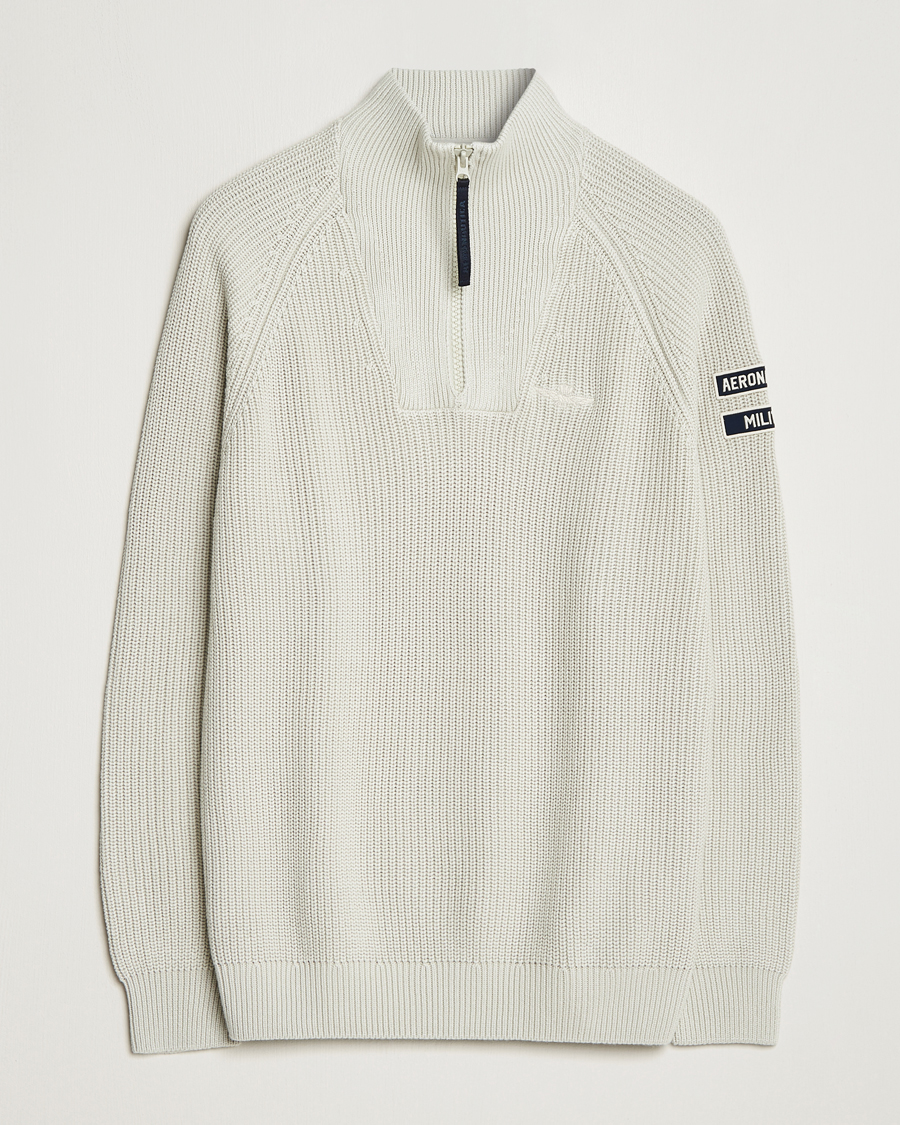 Herre | Gensere | Aeronautica Militare | Cotton Structured Knitted Half Zip Ice Palace