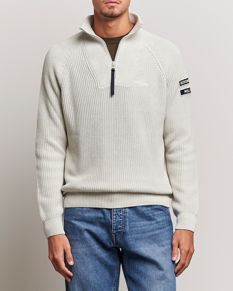 Herre | Gensere | Aeronautica Militare | Cotton Structured Knitted Half Zip Ice Palace