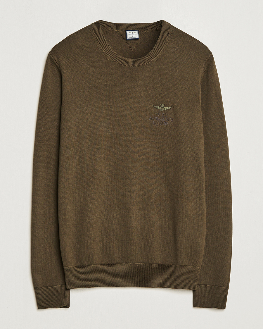 Herre | Aeronautica Militare | Aeronautica Militare | Cotton Knitted Crew Neck Off Green