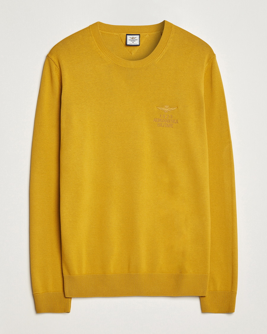 Herre | Gensere | Aeronautica Militare | Cotton Knitted Crew Neck Yellow