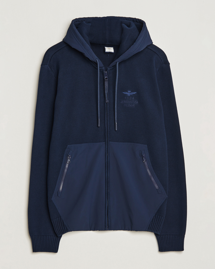 Herre | Gensere | Aeronautica Militare | Mixed Full Zip Hoodie Dark Blue