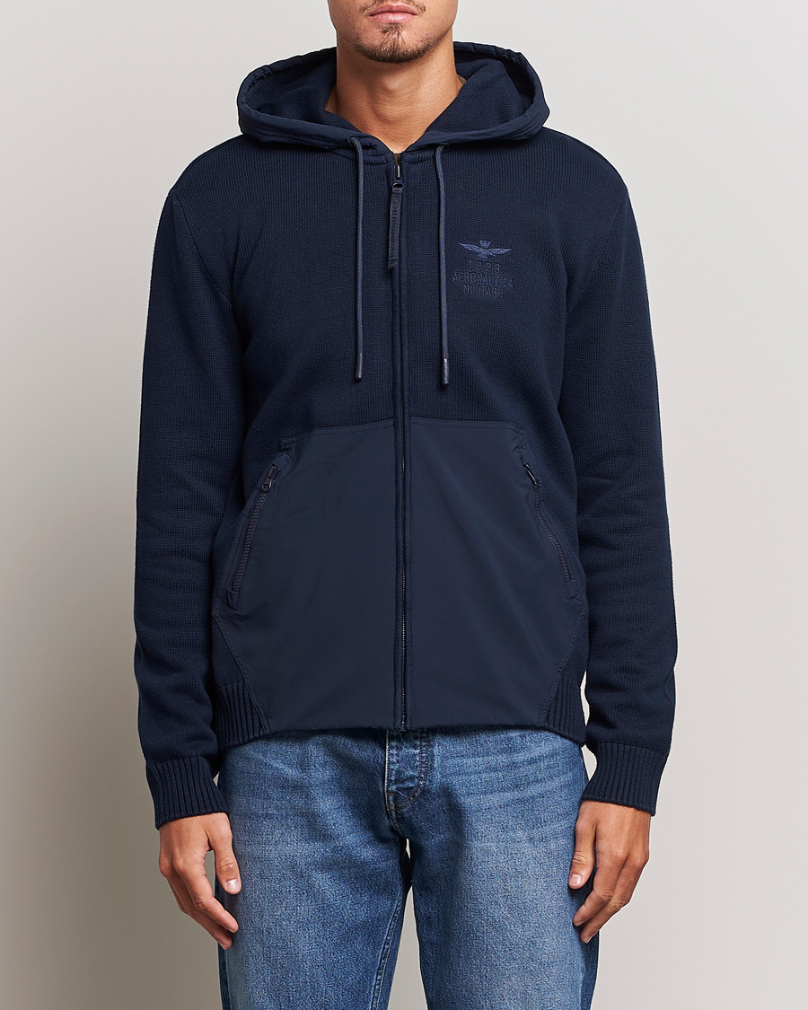 Herre | Gensere | Aeronautica Militare | Mixed Full Zip Hoodie Dark Blue