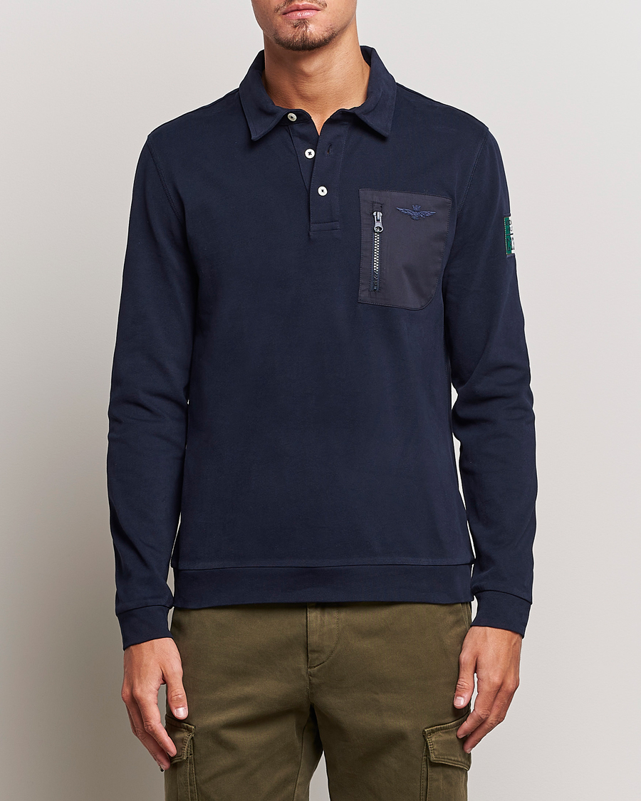 Herre | | Aeronautica Militare | PO1707 Long Sleeve Polo Dark Blue