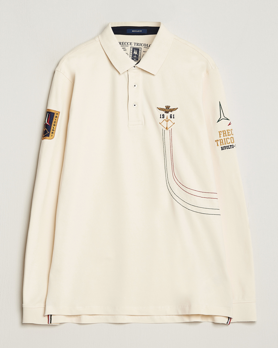 Herre | Gensere | Aeronautica Militare | Long Sleeve Polo Cream White