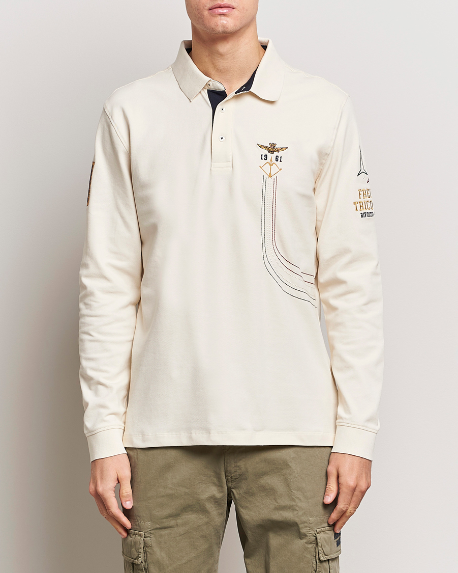 Herre | Gensere | Aeronautica Militare | Long Sleeve Polo Cream White