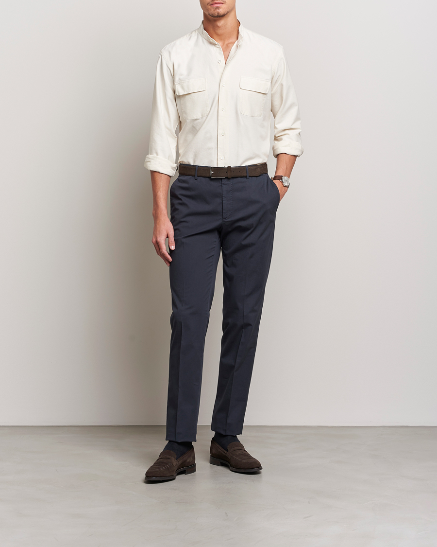 Herre | Skjorter | Kamakura Shirts | Vintage Ivy Band Collar Shirt Beige
