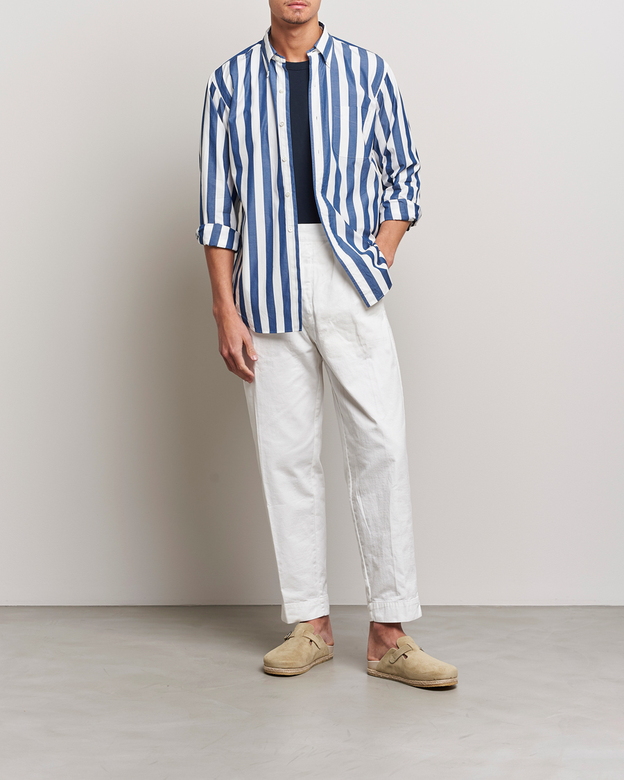 Herre | Skjorter | Kamakura Shirts | Vintage Ivy Button Down Shirt Blue Stripe